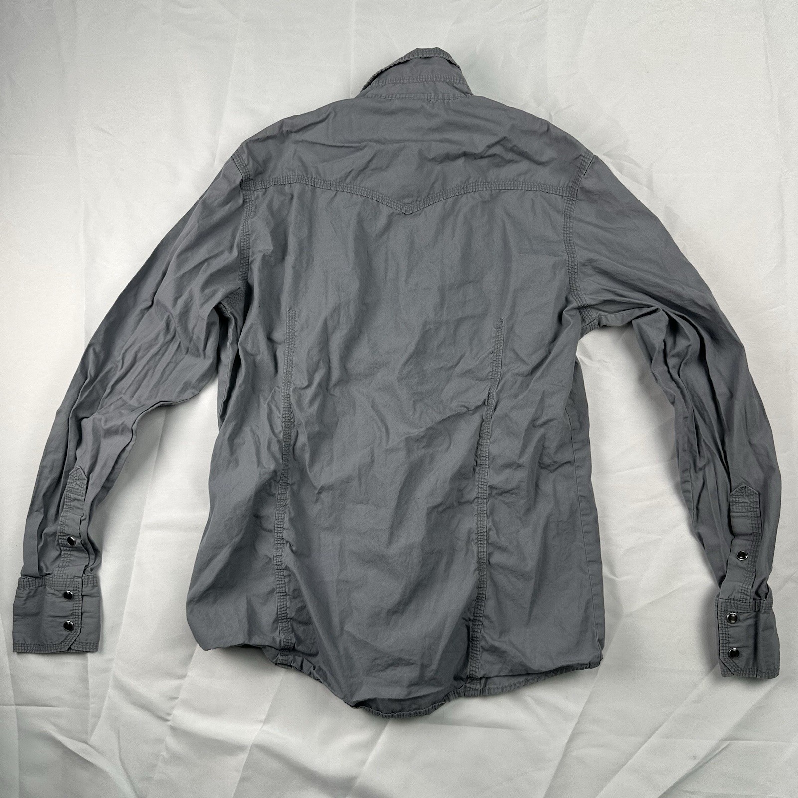 True Religion Western Men's Shirt L Gray Pearl Snap Cowboy Rodeo Cotton thumbnail 6