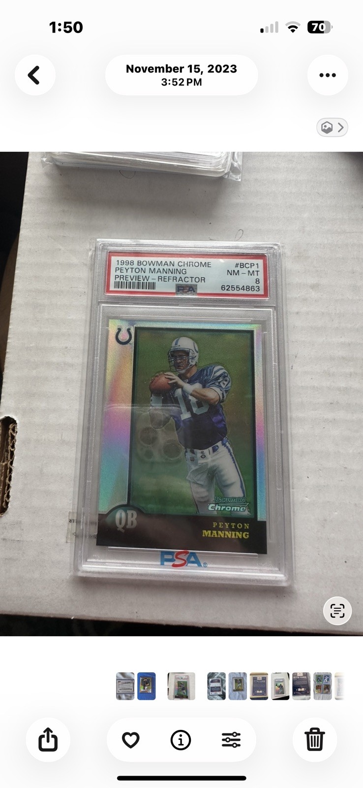 1998 Bowman Chrome Preview Peyton Manning Rc Refractor #BCP-1 PSA 8 🔥🔥🔥