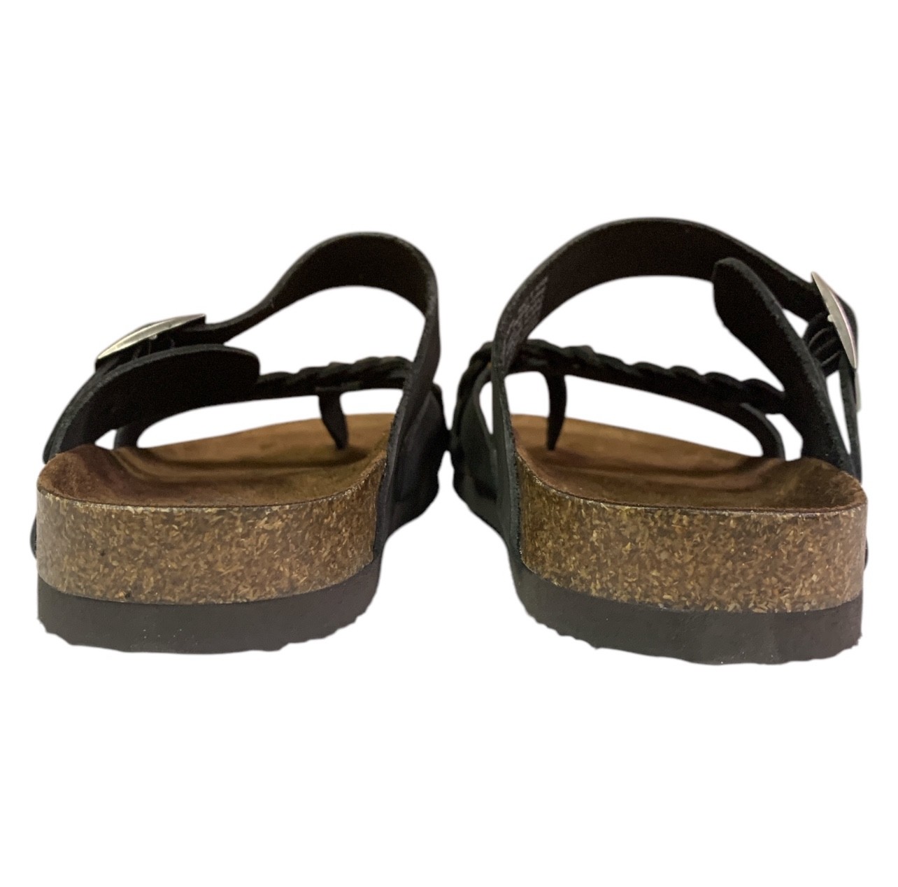 SAOLA Sandali donna suola montagna taglia 11 intrecciati pelle nera slip on estate spiaggia