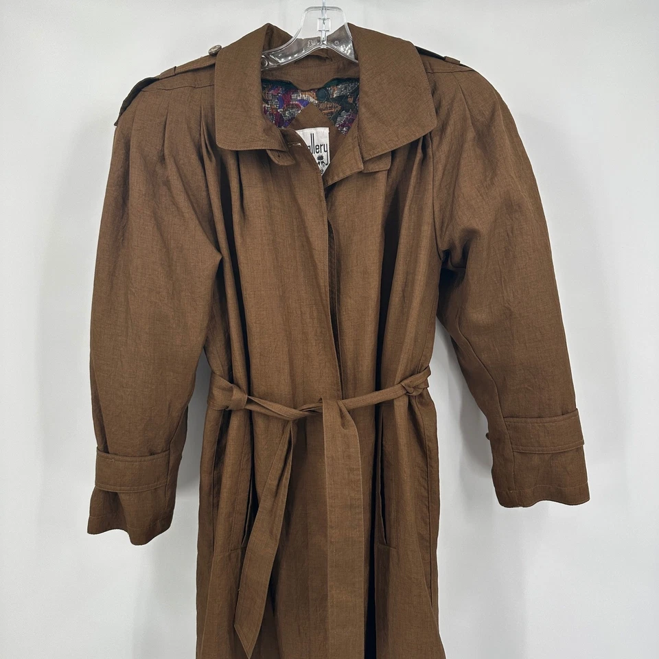 Gabardina vintage para mujer J Gallery Petite talla 8P dinero antiguo clásica preppy Foto 2 de 4