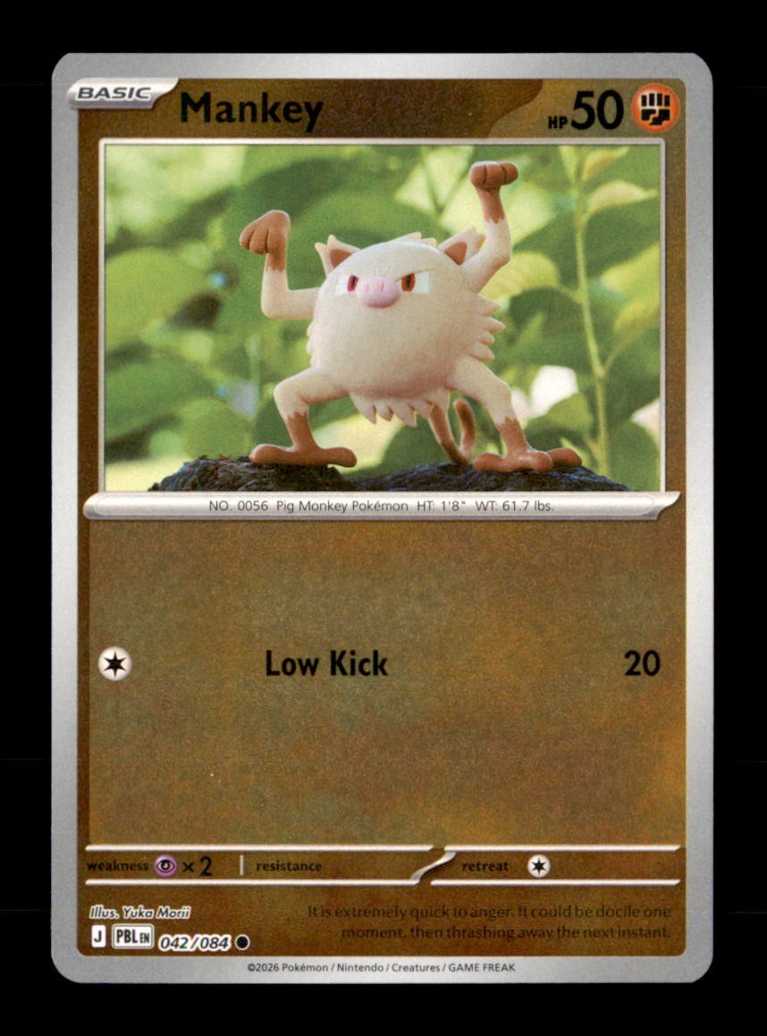 Mankey 042/084 Common Pitch Black Pokemon Reverse Holo Near Mint