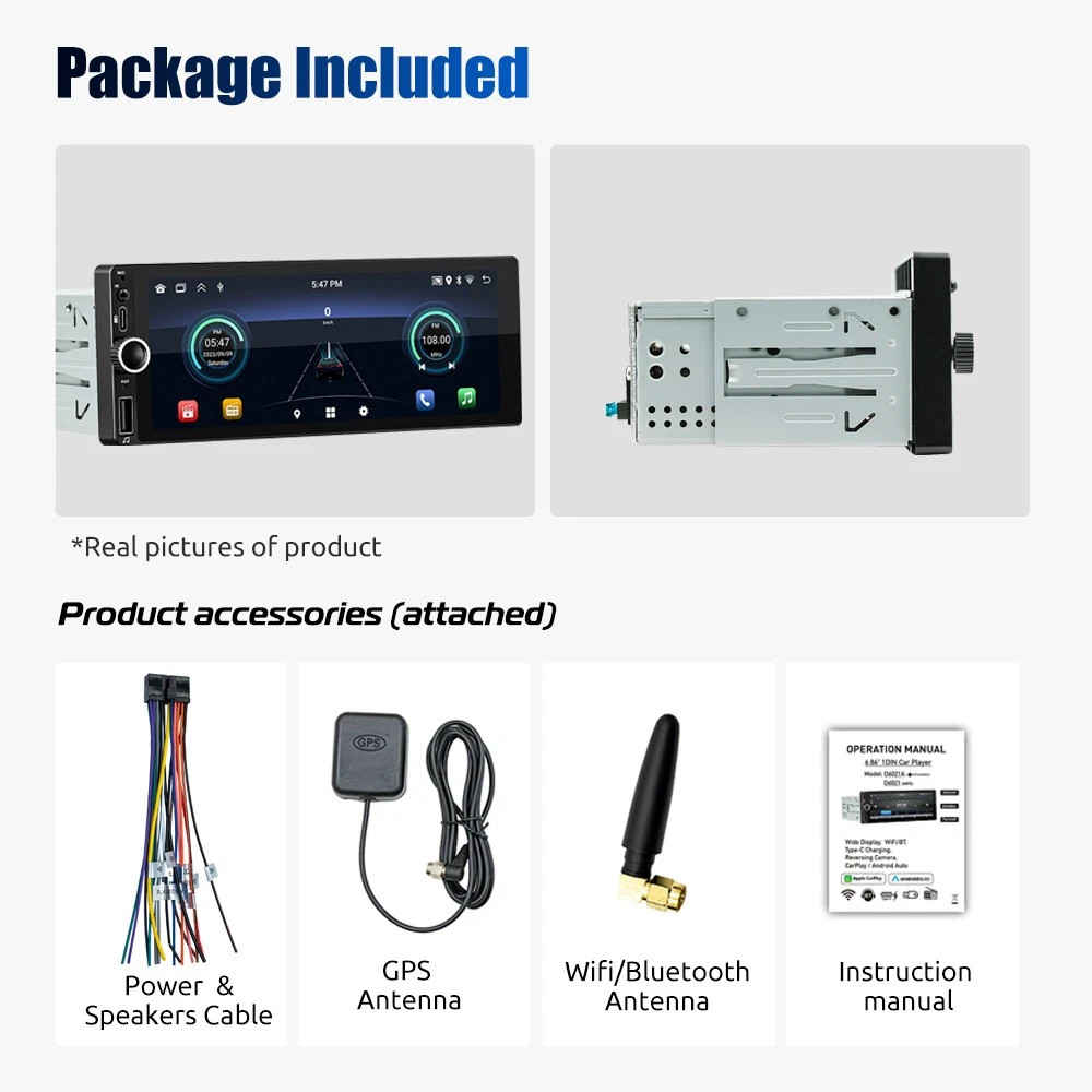 2+32GB Single DIN Car Stereo Bluetooth Radio FM USB In-Dash Player AUX/SD GPS