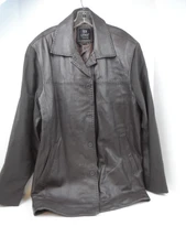Collezione Uomo Effetti Men's Soft Leather/Polyester Brown Jacket Button-Size XL