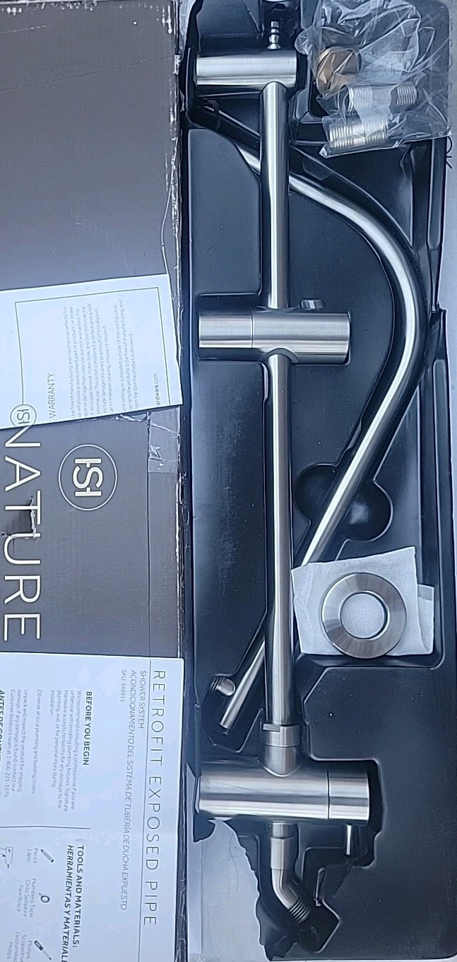 Signature Hardware 449853 Retrofit Exposed Pipe Shower System Brushed Nickel