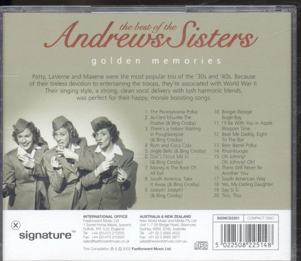 Andrews Sisters Best Of The Andrews Sisters (Golden Memories) CD UK Signature - Bild 2 von 3