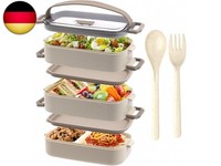 Brotdose - 3 Etagen Lunchbox FüR Erwachsene - 2200Ml Bento Box, Mit Besteck Und