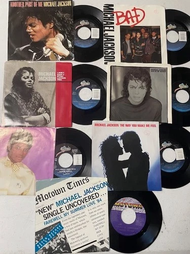 Lot of 7 Michael Jackson 45's with picture sleeves on Epic and Motown NM