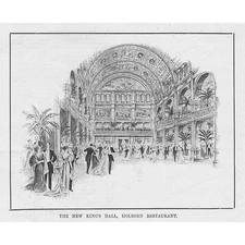 LONDON The New Kings Hall of the Holborn Restaurant - Antique Print 1894