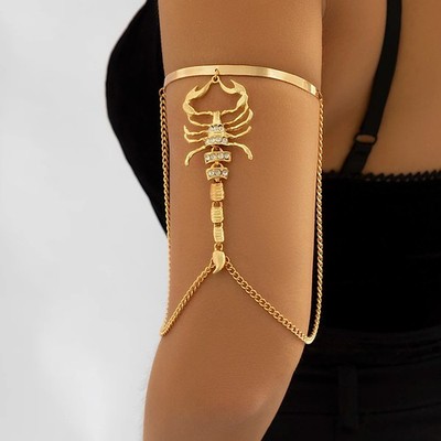 Women Gold Tone Scorpion Arm Cuff Bracelet Fashion Adjustable Jewelry