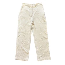 NEW ZARA High Rise Wide Leg French Terry Trouser Pants in Ecru WOMEN'S 12