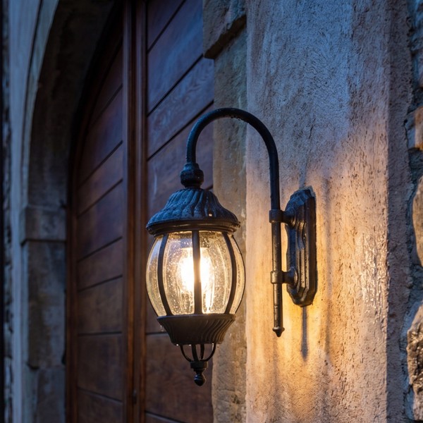 Nostalgische AußEnleuchte Ailean Schwarz E27 Wandlampe Outdoor Hof Garten-image