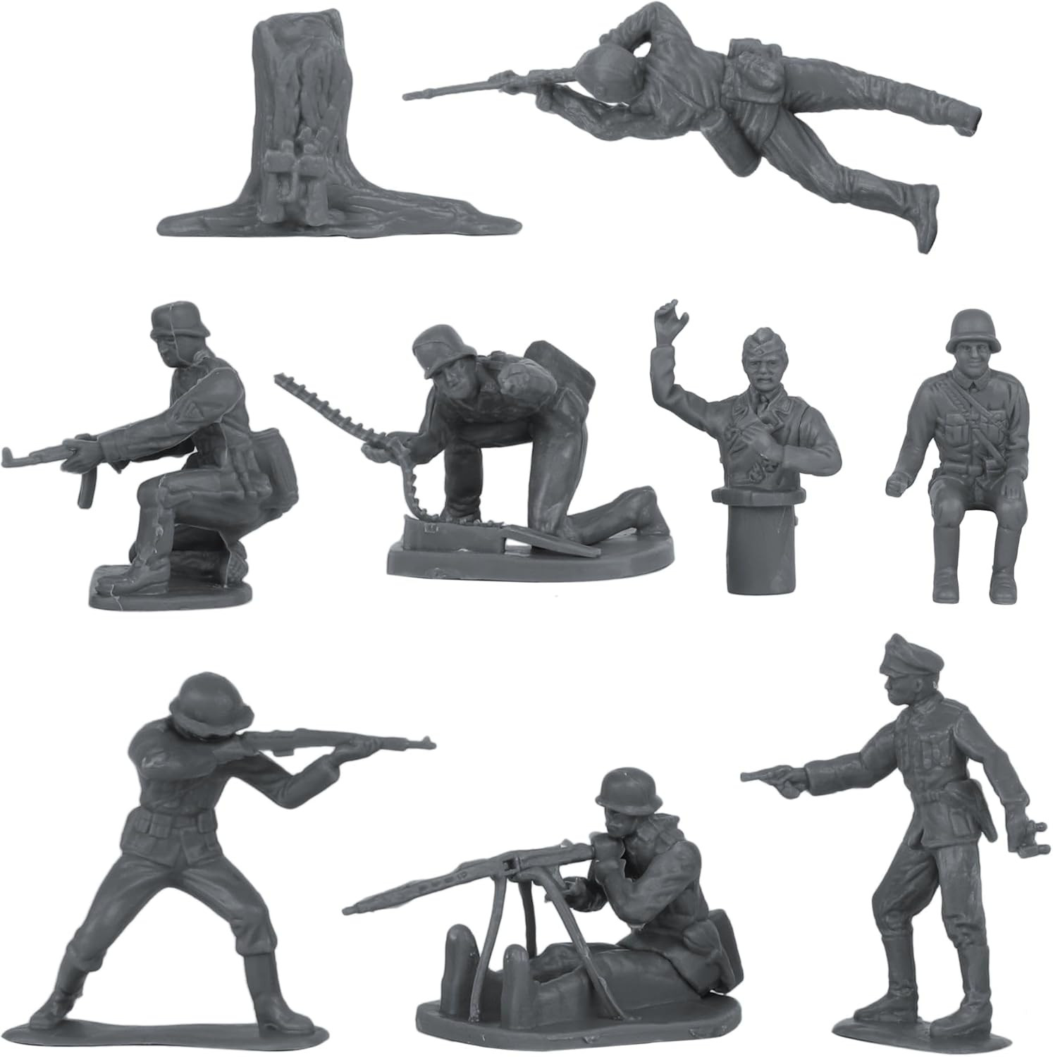BMC CTS WW2 German Infantry Plastic Army Men - 32Pc Gray Soldier Figures