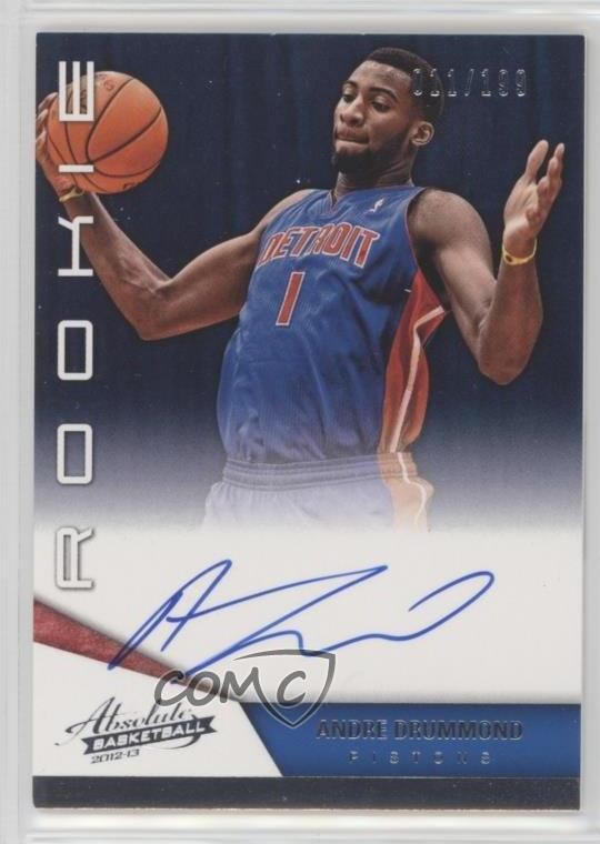 2012-13 Panini Absolute Rookie 11/199 Andre Drummond #167 Rookie Auto RC 1hg3