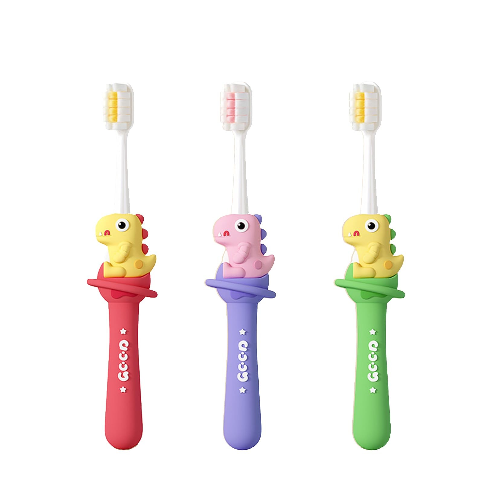 Brosse à dents dinosaure enfants 7-12 ans - Set de 3 contre la plaque dentaire des juniors