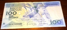 Portugal, 100 Cem Escudos, 1988, Banco De Portugal, bank note,Bill,Currency,used