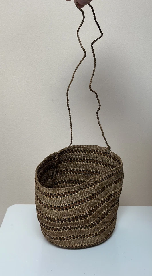 "Antigua cesta de carga apache occidental - tejido fino trenzado con cordón trenzado 5"" x 4""" Foto 3 de 4