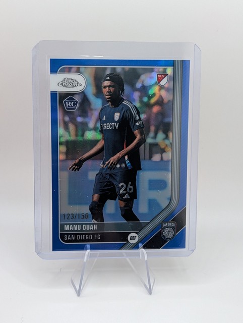 2026 Topps Chrome MLS Manu Duah Blue Refractor /150 RC #58 San Diego FC Rookie