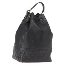 CHANEL Matelasse Zaino Pelle di Vitello Grana Nero Oro CC Autore 145289