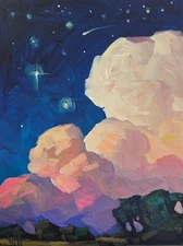 Impressionism Clouds Large Canvas Fantasy Style Landscape Art Hawkins Handmade