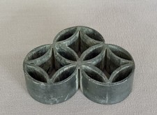 Vintage Japanese Shippo Kenzan Metal Ikebana Flower frog - 'Three Coins' Design