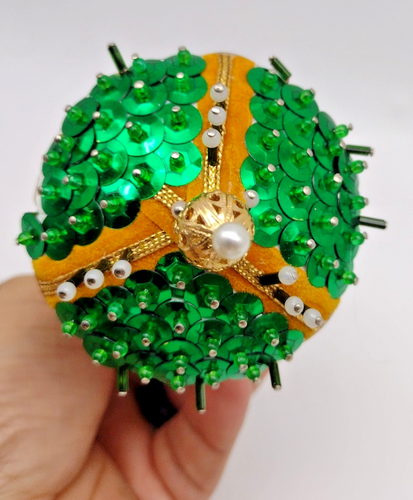 Lotto vintage 2 paillettes e perline spille ornamento natalizio 360° scena 3D anni 70 - Foto 5 di 12