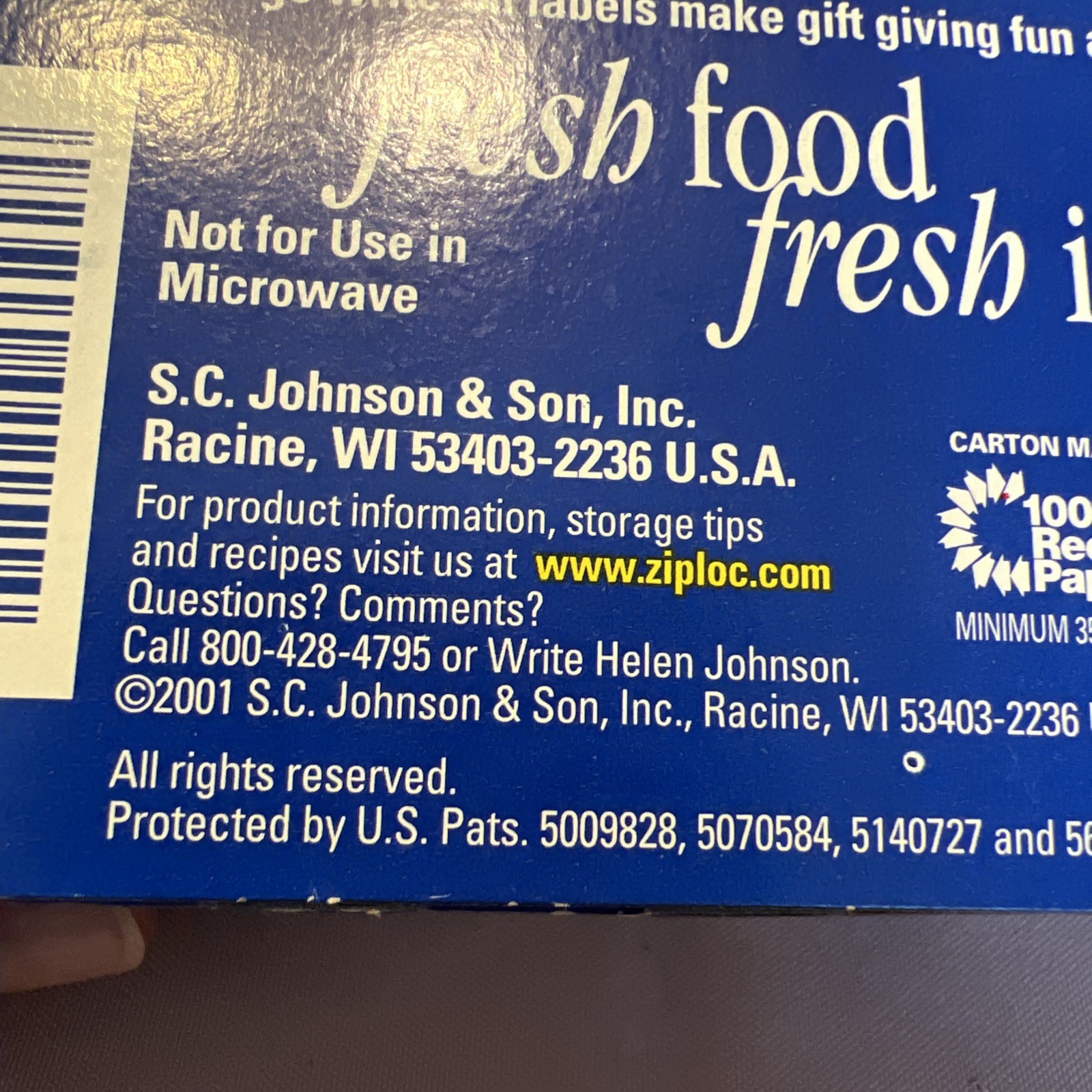 2 Ziploc Holiday Edition Sandwich Christmas Bags 1998 / 2001 1-sealed 1-open