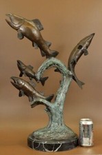 Estatua de bronce trucha salmón pez río estatuilla escultura hecha a mano venta