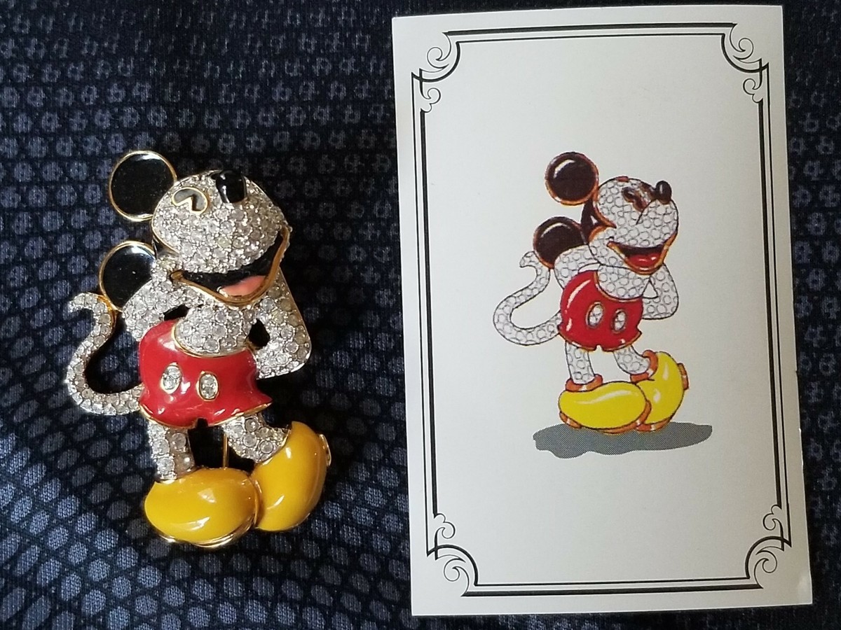 Disney Gallery Swarovski Crystal Limited Antique Mickey Brooch