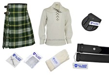 Men Scottish 9 Pieces 8 Yards Kilt Outfit with Sporran, St. Patrick's Tartan