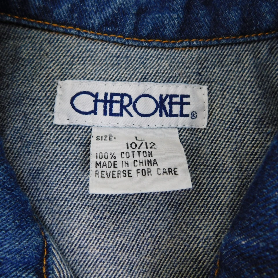 Vintage Cherokee Girl's Zip-Front Denim Vest - 10-12 Large #7027 - Image 3 of 4