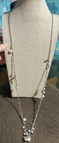 American Eagle Silver Tone With Faux Pearl Beads Necklace