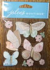 RARE Jolees Beautiful Butterflies Glittery Flowers Butterfly Scrapbook Stickers