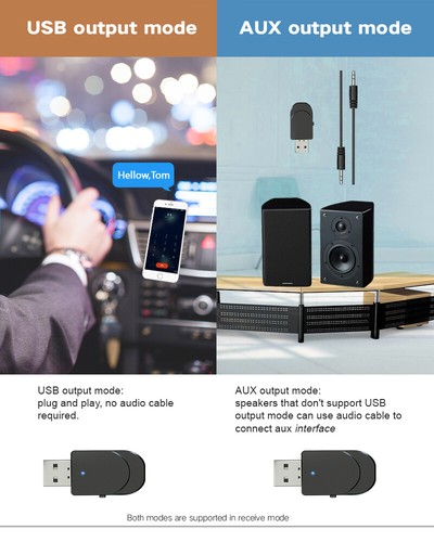 2in1 USB Bluetooth-kompatibler5.0 Audio-Sender-Empfänger Computer-TV-Adapter - Bild 9 von 16