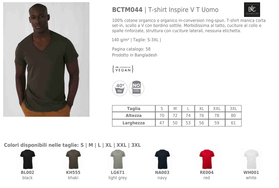 B&amp;C BC044 - TM044 V UOMO - White | Italia