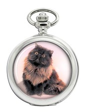Nero Persiano Gatto Orologio da Tasca