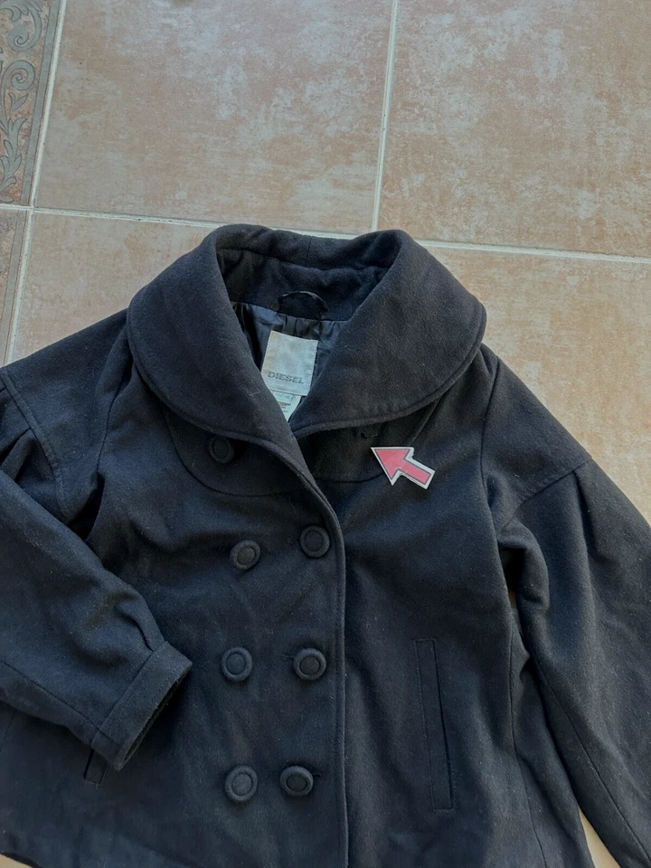 DIESEL Black Wool blend girl size 10 coat - Image 3 of 4