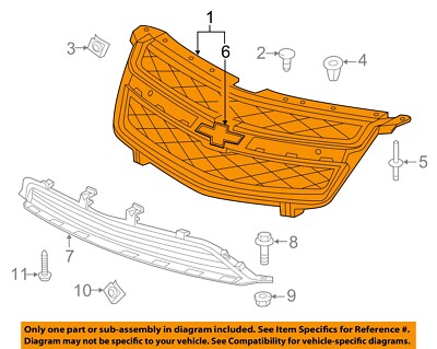 GM OEM 11-15 Volt Front Bumper Grille Grille Components-Upper Grille ...