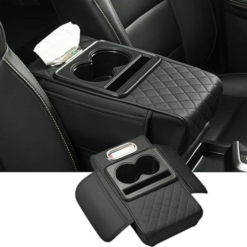 Car Center Console Cover Multifunctional Arm Rest Cover with Cup & Phone Holder - Image 2 of 4
