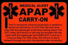 Personalized Hi-Viz Orange Carry-On APAP Bag Tag - TSA - Sleep Apnea