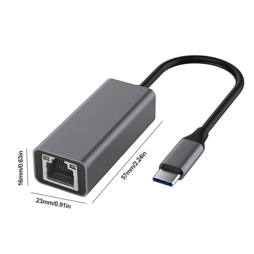Type-C To RJ45 Ethernet Wired LAN Adapter 10/100/1000Mbps (Grey Type C 100M) - Bild 5 von 6