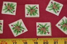 By 1/2 Yd, Holly & Pine-Cones on Red Quilt Cotton, Oakhurst/Signature, N4259
