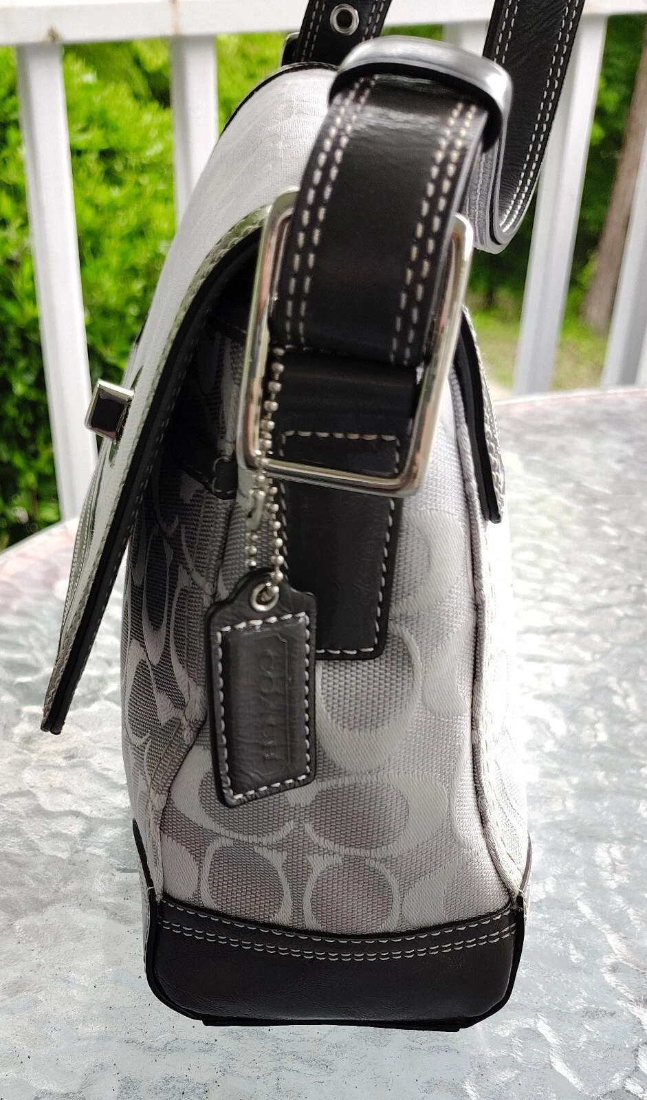 Coach F13972 Borsa Portafoglio MEDIA Vintage Y2K Soho Grigio Chiaro Firma C