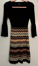 Nine West Sweater Dress Black Sparkle Print Size XS Glitter