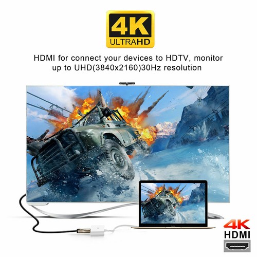 Type C To HDMI USB C Hub USB-C Female 4K 3IN1 Adapter 3.1 for MacBook Samsung - Picture 6 of 9
