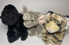 Aurora Flopsies Gorilla Tiger Elephant Plush Lot Of 3 7" Stuffed Animal Wild Zoo
