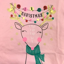 NWT Pink Lightning Bug SZ 8 Reindeer Rudolf Merry Christmas Long-sleeve Shirt