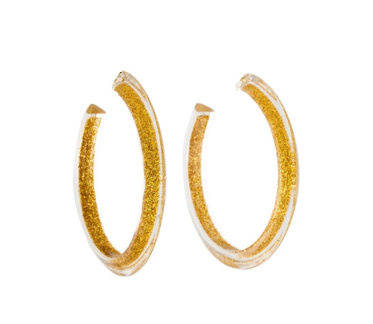 Alison Lou Medium Lucite Jelly Hoop™ Earrings Gold Glitter