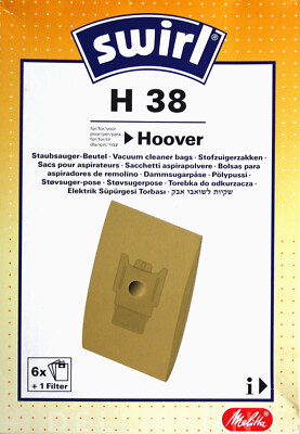 6 Beutel SWIRL H 38 Staubsaugerbeutel H38 für Hoover Micro Power  frei Haus