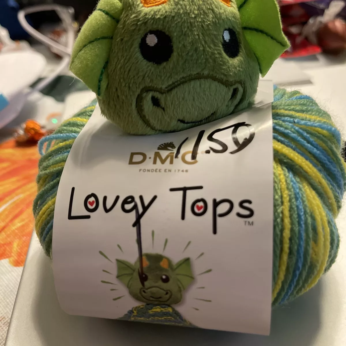 D .M . C Lovey Tops Pacifier Clip Yarn Dragon 2019