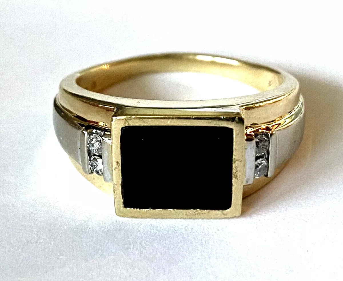 Mens Onyx Ring | Cushion Cut Black Onyx Men's Ring Crafted In Solid 14K  Yellow Gold